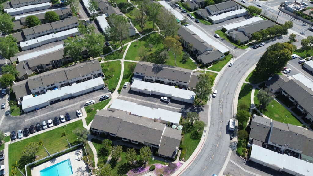 Residential community roofing project with new HOA roof installation in Orange County