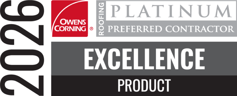 Owens Corning Platinum Preferred Contractor Product Excellence logo 2026 – top-rated roofing company Orange County California
